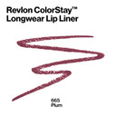 Revlon Lip Liner, Colorstay Lip Makeup With Built-In-Sharpener, Longwear Rich Lip Colors, Smooth Application, 665 Plum, 0.01 Oz