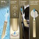 Gurunanda Steel Sonic Toothbrush - Rechargeable, 5 Modes, 2 Min Smart Timer & Replacement Brush Heads - Gold