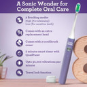 Gurunanda Cruiser Sonic Toothbrush With 2 Brush Heads, 1 Brush Cap, 1 Usb Cable - 2 Modes, 2-Minute Timer & More Than 30,000 Vibrations, Lavender
