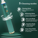 Gurunanda Steel Sonic Toothbrush - Rechargeable, 5 Modes, 2 Min Smart Timer & Replacement Brush Heads - Teal