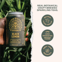 Rishi Tea Black Lemon Sparkling Botanicals Sparkling Water - Organic, Unsweetened, Zero Added Sugar, Caffeinated, Real Plants, Virtus Botanicals - 12 Oz (Pack Of 12)