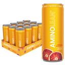 Aminolean Energy Drink  Sugar Free Amino Energy With Natural Caffeine & Vegan Amino Acids For No Jitters, Tingles, Or Crash, Blood Orange, 12 Pack