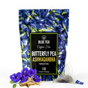 Blue Tea - Butterfly Pea Flower Tea - Ashwagandha - 10 Count - Plant Based Tea Bag | Detox Tea | Ayurvedic Blend - Caffeine Free - Flower Based - Vegan - Non-Gmo - No Additives | Ziplock Pack