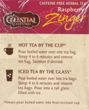 Celestial Seasonings Raspberry Zinger Herbal Tea, Caffeine Free, 20 Tea Bags Box