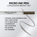 L'Oreal Paris Micro Ink Pen By Brow Stylist, Longwear Brow Tint, Hair-Like Effect, Up To 48Hr Wear, Precision Comb Tip, Dark Brunette, 0.033 Fl; Ozdark Brunette1 Count (Pack Of 1)