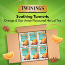 Twinings Superblends Soothing Turmeric Orange & Star Anise Flavoured Herbal Tea Caffeine-Free, 18 Tea Bags (Pack Of 6), Enjoy Hot Or Iced