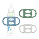 Dr. Brownã¢ÂS Milestones 100% Silicone Baby Bottle Handles, Narrow, Blue, Green, Gray, 3 Pack, 4M+