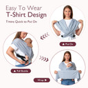 Momcozy Baby Wrap Carrier Skin-Friendly Fabric, Easy To Wear Baby Carrier Sling T-Shirt Design, Hands Free Baby Carriers Newborn To Toddler 8-35Lbs, Adjustable Buckle Suit For Waist Waist 47-57, Grey