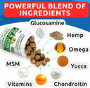 Bark&Spark Advanced Hemp Chews For Dog Joint Pain Relief - Glucosamine Chondroitin Hemp Treats Hip Joint Health - Joint Supplement Large Breed & Small - Hemp Treats Joints Old Senior Dog (120Ct/Bacon)