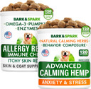 Allergy Relief + Advanced Calming Bundle - Anti-Itch Skin&Coat + Anxiety Relief - Omega 3 Fish Oil + Hemp Oil + Melatonin - Itching &Paw Licking + Separation Aid - 240 Chews - Made In Usa