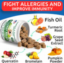 Allergy Relief + Omega 3 Bundle - Anti-Itch & Hot Spots + Skin Allergy - Omega 3 + Pumpkin + Enzymes + Epa&Dha Fatty Acid - Immune Supplement + Joint Health - 240 Chews + 360 Chews - Made In Usa