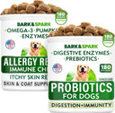 Allergy Relief + Probiotics Bundle - Anti-Itch Skin&Coat + Allergy&Itchy Skin - Omega 3 Fish Oil + Digestive Enzymes - Itching&Paw Licking + Pet Diarrhea Gas Treatment Upset - 360 Chews - Made In Usa