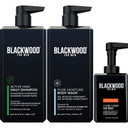 Blackwood For Men Workout Warrior Recovery Set Including Active Men Shampoo, Pure Moisture Body Wash, X-Punge Foaming Face Wash - Natural Vegan Formula