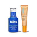 Bliss Renew & Smooth Night Face Serum- Aha Glycolic + Polyhydroxy Acid +Bliss Rest Assured  Eye Cream With Vitamin C & Caffeine