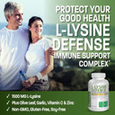 Bronson L-Lysine Defense Immune Support Complex 1500 Mg L-Lysine Plus Olive Leaf, Garlic, Vitamin C And Zinc - Non-Gmo, 90 Vegetarian Capsules