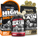 Bully Max Ultimate Performance Pack - High Protein 15Lbs Dog Food, 2-In-1 Muscle Builder Tablets 60 Count & 11-In-1 Muscle Gain 75 Tasty Chews For All Ages, Small & Large Breeds