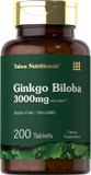 Carlyle Ginkgo Biloba | 3000Mg Per Serving | 200 Tablets Extra Strength | Vegetarian | Non-Gmo & Gluten Free Supplement | Tahoe Nutritionals