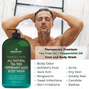 First Botany, All Natural Tea Tree Body Wash Fights Body Odor Athlete'S Foot Jock Itch Nail Issues Dandruff Acne Eczema Yeast Infection Shower Gel Eucalyptus & Peppermint Aloe Skin Cleanser 16 X 2 Fl