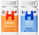Habit Huge Mood Bundle - Energy (60 Capsules) + Stress Relief (60 Capsules) Supplements. Supports Alertness And Focus, Supports Relaxation & Mood Balance, Vegan, Non-Gmo