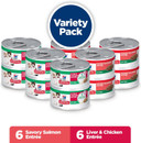 Hill'S Science Diet Kitten, Kitten Premium Nutrition, Wet Cat Food, Variety Case: Liver & Chicken; Salmon Minced, 2.9 Oz Can Variety Case, Case Of 12