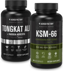 Jacked Factory Ashwagandha Root Extract (Ksm-66 Ashwagandha) W/ 5% Withanolides (60 Capsules) & Indonesian Tongkat Ali + Fadogia Agrestis - 200:1 For Vitality, Energy, & Strength
