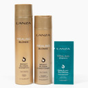 L'Anza Healing Blonde Hair Care Kit, Bright Blonde Shampoo, Hair Conditioner & Healing Strength Neem Plant Silk Serum, Paraben Free, Sulfate Free, Gift Box, Blonde & Colored Hair (10.1/8.5Floz+Sample)
