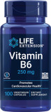 Life Extension Vitamin B6 250 Mg, 100 Vegetarian Capsules & Folate & Vitamin B12, Vegetarian Capsules, White, 90 Count