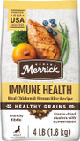 Merrick Immune Health Recipe, Healthy Grains Chicken Dry Dog Food With Freeze-Dried Clusters With Superfoods - 4 Lb. Bag