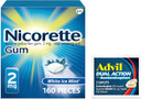 Nicorette 2 Mg Nicotine Gum To Help Quit Smoking - White Ice Mint Flavored Stop Smoking Aid, 1-Pack, 160 Count, Plus Advil Dual Action Coated Caplets With Acetaminophen, 2 Count