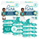 Pampers Pure Protection Disposable Baby Diapers Size 4, 2 Month Supply (2 X 150 Count) With Aqua Pure Sensitive Baby Wipes, 12X Pop-Top Packs (672 Count)