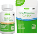 Super B-Complex 180 Tablets + Triple Magnesium Complex 180 Tablets Vegan Bundle, Methylated Sustained Release B Complex + High Absorption Chelated Magnesium Glycinate, Taurate & Citrate, By Igennus