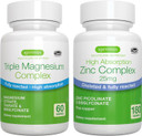 Triple Magnesium Complex + Zinc Complex Vegan Bundle, High Absorption Chelated Magnesium + 25Mg Chelated Zinc Picolinate & Bisglycinate With Copper, By Igennus