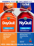 Vicks Dayquil And Nyquil Cherry Cold And Flu Relief Cherry-Flavored Liquid Medicine, Cherry Flavored, Combo Pack, 2 X 12 Fl Oz Bottles