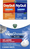 Vicks Vaposhower Plus, Shower Bomb Tablet, Extra Strong Soothing Vapor, Dayquil & Nyquil Liquicaps, Cough, Cold, Flu, Sore Throat, Fever & Congestion, 72 Liquicaps (48 Dayquil, 24 Nyquil)