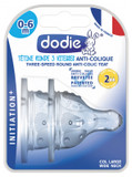 Dodie 2 Round Teats 3 Flows Anti-Colic Medium Flow 0-6 Months