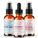 Eva Naturals Facelift In A Bottle - 3-In-1 Anti-Aging Set With Retinol Serum, Vitamin C Serum And Eye Gel - Formulated To Reduce Wrinkles, Fade Dark Spots And Treat Under-Eye Bags - Premium Quality