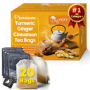Tog999, Premium 20 Tea Bags Turmeric, Ginger, Cinnamon, 100% Natural, Hand-Made Blend Of Turmeric, Ginger, And Cinnamon Herbal Tea. Eco-Conscious Tea Bags. No Sugar, No Caffeine, No Gluten, Vegan
