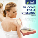 Awd Medical Bordered Silicone Foam Dressing - Bedsore Bandages - Absorbent, Waterproof Silicone Bandages, Large Bandages For Wounds, Wound Dressing First Aid Bandage For Wound Care - 10 Pack - 4" X 4"