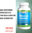 Health Lfe Mucus Relief Guaifenesin Caplets 400 Mg, Immediate Release Fast Acting Expectorant, Thin And Loosens Mucus, Relieves Chest Congestion, Cough, Cold And Flu (Medium, 200 Count)