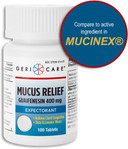 Mucus Relief Tablets By Geri-Care | Expectorant For Chest Congestion Relief | Guaifenesin 400Mg | 100 Count Bottle