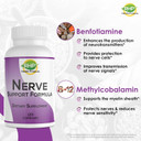 Nerve Support Formula For The Nutritional Support Of Neuropathy. Relief From Nerve Aches, Pain & Discomfort. B-Complex With Folic Acid. 120 Capsules