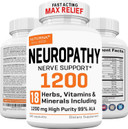 Neuropathy Support Nerve Supplement With 600 Mg Pure Alpha Lipoic Acid - Maximum Strength Formula, Fortify Nerves In Fingers, Hands, Toes, & Feet - Best Peripheral Relief Support - 120 Capsules