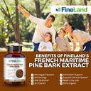 Fineland French Maritime Pine Bark 30:1 Extract Max Strength, 450 Mg Per Capsule, Antioxidant, 200 Veggie Caps Of Pine Bark Supplement For 200 Days, 100% Natural