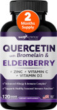 Quercetin With Vitamin C And Zinc - Elderberry - Quercetin 500Mg - Quercetin With Bromelain - Zinc Quercetin - Vitamin D3 - 6 In 1 Daily Immune Support, Non-Gmo, Gluten-Free - Sambucus Supplement -Usa