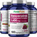 Nusapure Resveratrol & Polyphenol Complex 1450Mg 180 Vegetarian Caps (Non-Gmo, Vegan) Vitamin C