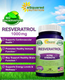 100% Natural Resveratrol - 1000Mg Per Serving Max Strength (180 Capsules) Antioxidant Supplement, Pills For Heart Health & Pure, Polyphenols
