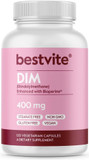 Bestvite Dim (Diindolylmethane) 400Mg With Bioperine (120 Vegetarian Capsules) - No Stearates - No Gelatin - Vegan - Non Gmo - Gluten Free