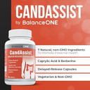 Candassist Intestinal Flora Balance - Caprylic Acid, Berberine - Delayed Release Capsules - Vegan & Non-Gmo - 30 Day Supply