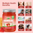 (8 Oz) Natural Sea Moss Gel Organic Raw Strawberry Flavor Irish Seamoss Gel Vegan Women Men 102 Vitamins And Minerals Wild Harvested Non-Gmo Immune Defense Booster Lung Thyroid Digestive Support