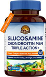 Vitalitown Glucosamine Chondroitin Msm | Collagen, Boswellia, Turmeric, Hyaluronic Acid, Bromelain | Triple Action+ Joint Formula | 12 Joint-Loving Ingredients | 90 Tablets, No Shellfish